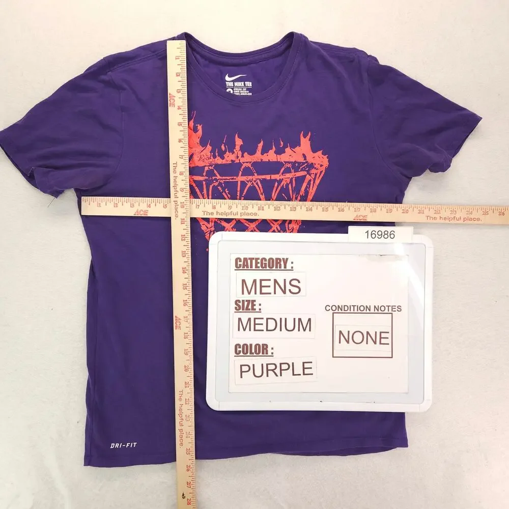 Nike Graphic Basketball Crew Neck Short Sleeve Shirt Mens Size M Purple 16986